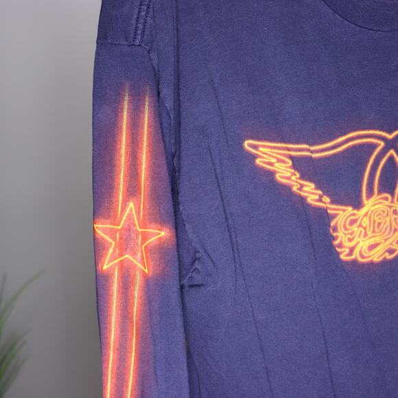 Vintage Aerosmith Long Sleeve Shirt Size L Delta Pro Weight USA Made - Picture 3 of 4